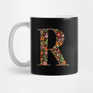 Retro Floral Letter R Mug